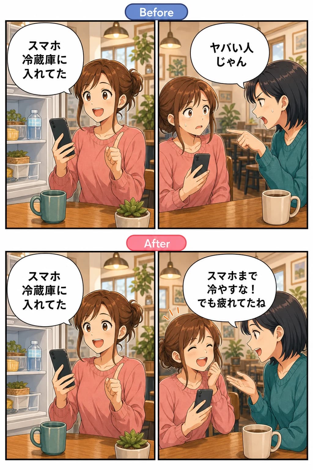 人を傷つけないツッコミのBefore After漫画